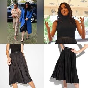 Misha Nonoo Pleated Black Saturday Midi Skirt Size Small NEW Size Small